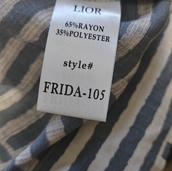 LIOR PARIS Blue/White BANDED COLLARNECK 3/4 ROLL TAB SLEEVE BLOUSE.FRIDA. Size S - Picture 3 of 11